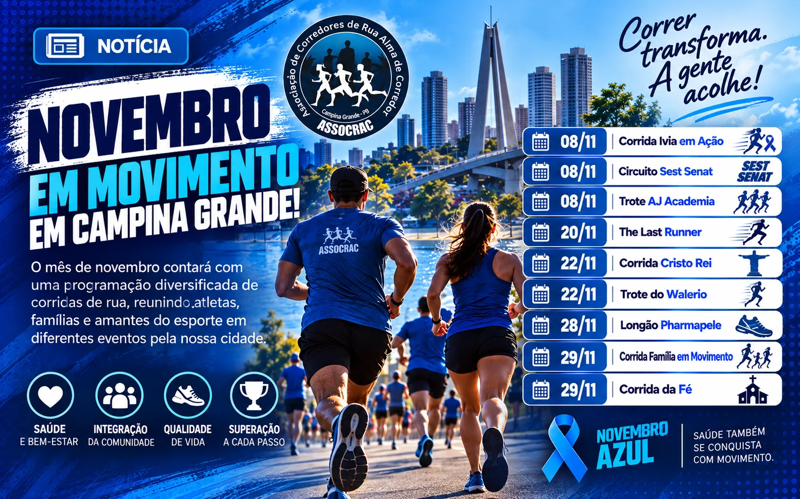 Novembro terá programação diversificada de corridas de rua em Campina Grande