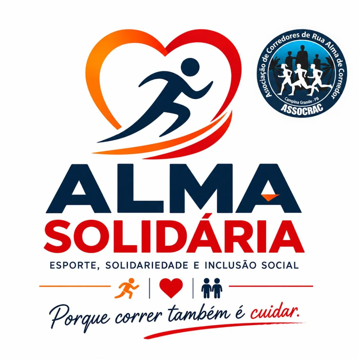 Identidade do projeto Alma Solidária: porque correr também é cuidar.